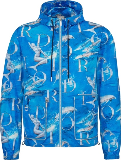 Dior X Sorayama Blue Metallic Fish Print Jacket