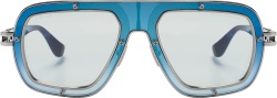 Dita Blue And Silver Rectangular Pilot Sunglasses
