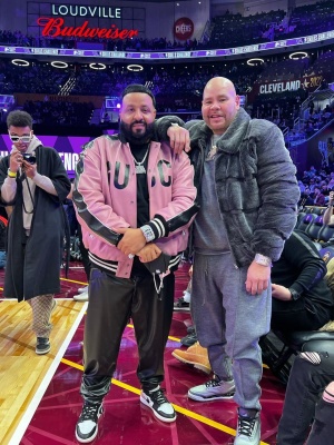 Dj Khaled Wearing A Gucci Pink Leather Bomber Jacket With Jordan 1 White Pink And Black Sneakers