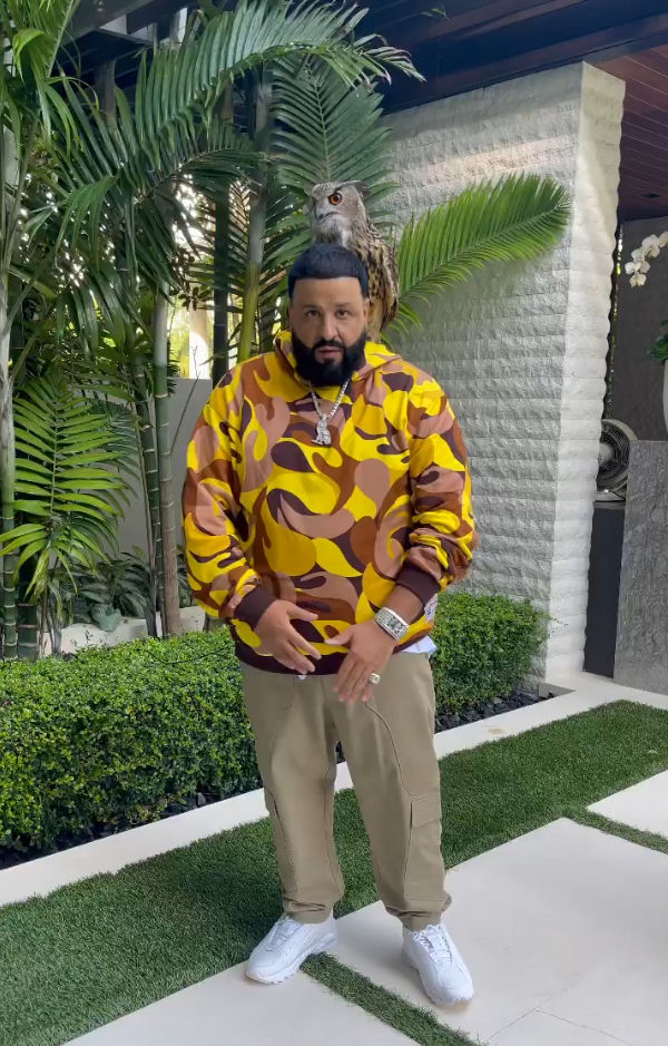 DJ Khaled Wearing a Marni Camo Hoodie With Nike x Drake NOCTA Sneakers