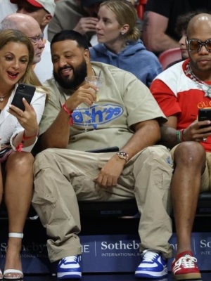 Dj Khaled Wearing A Nike X Off White T Shirt And Cargo Pants With A Rolex Watch