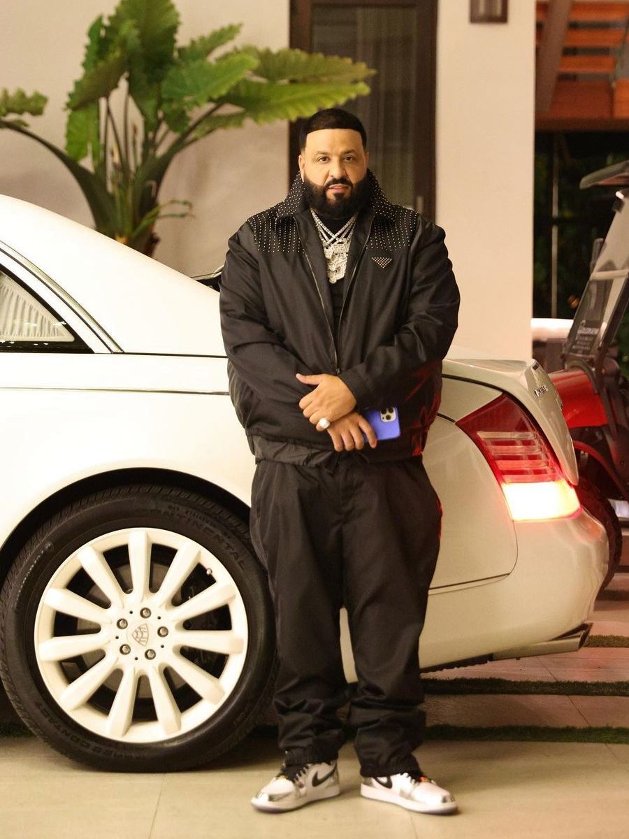 DJ Khaled Wearing a Studded Prada Jacket & Rare Metallic Jordan 1s