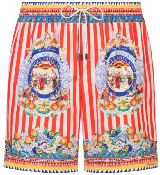Dolce And Gabban Red And White Striped Swim Shorts