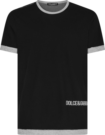 Dolce And Gabbana Black And Grey Trim T Shirt