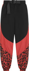 Black & Red Leopard Belted Trackpants
