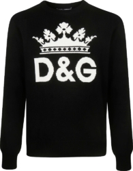 Dolce And Gabbana Dg Crown Jacquard Black Sweater