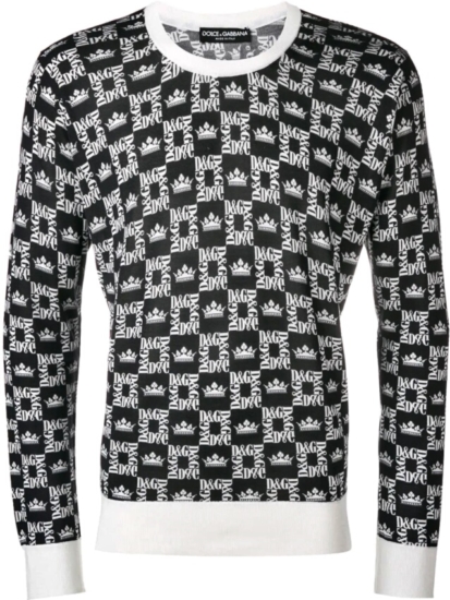 Dolce And Gabbana Logo Grid Print Black Sweatshirt