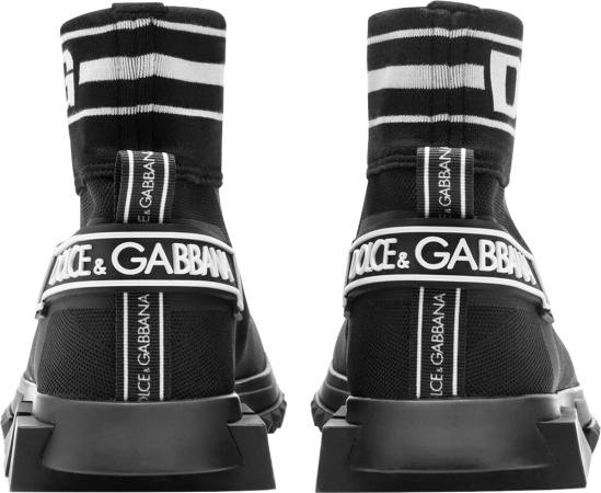 Dolce And Gabbana Mens Black Knit Sock Sneakers