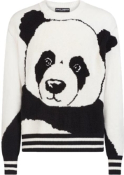 Dolce And Gabbana White And Black Panda Sweater