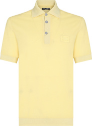 Dolce And Gabbana Yellow Logo Patch Polo Shirt