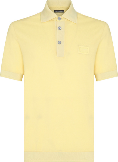 Dolce And Gabbana Yellow Logo Patch Polo Shirt