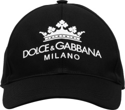 Dolce Gabbana Crown & Logo Embroidered Black Hat