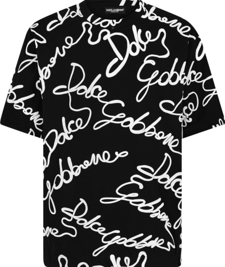 Dolce Gabbana Black And White Allover Logo T Shirt