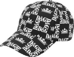 Dolce Gabbana Black Dg Crown Checkered Hat