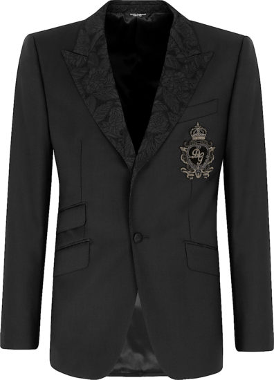 Dolce Gabbana Black Dg Patch Tuxedo Jacket