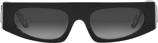 Dolce Gabbana Black Graffiti Print Wide Rectangular Sunglasses