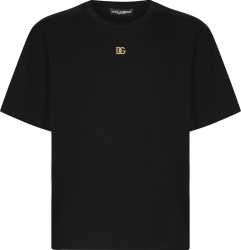 Dolce Gabbana Black Metallic Dg Logo T Shirt