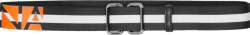 Dolce Gabbana Black White Striped Orange Logo Belt