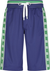 Dolce Gabbana Blue And Green Logo Tape Track Shorts