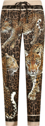 Dolce Gabbana Brown Leopards Print Silk Pajama Pants