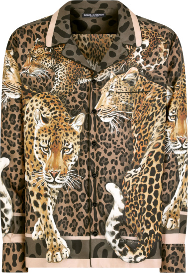 Dolce Gabbana Brown Leopards Print Silk Shirt