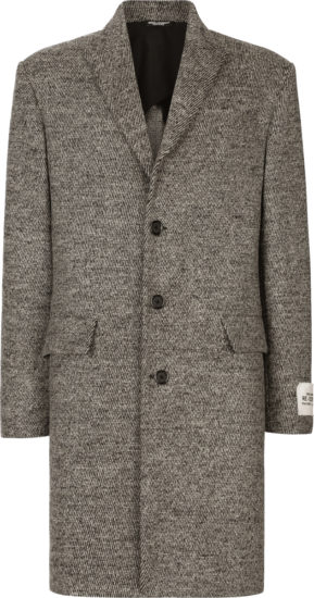 Dolce Gabbana Grey Speckled Single Breasted Coat