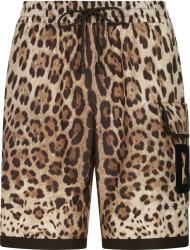 Dolce Gabbana Leopard Print Cargo Shorts