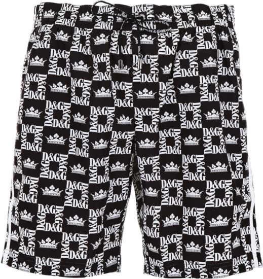 Dolce & Gabbana Black Grid-Logo Swim Shorts | Incorporated Style