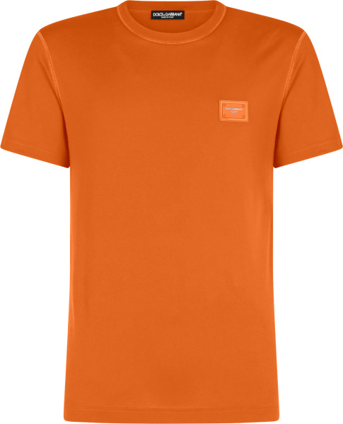 Dolce Gabbana Orange Logo Patch T Shirt
