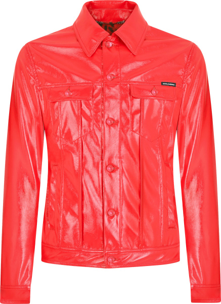 Dolce Gabbana Patent Red Coated Denim Jacket