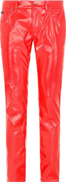 Dolce Gabbana Patent Red Coated Jeans