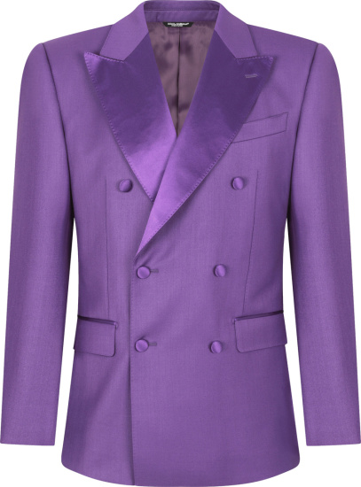 Dolce Gabbana Purple Double Breasted Suit Jacket
