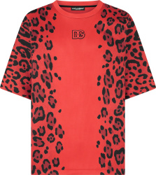 Dolce Gabbana Red Leopard Print T Shirt