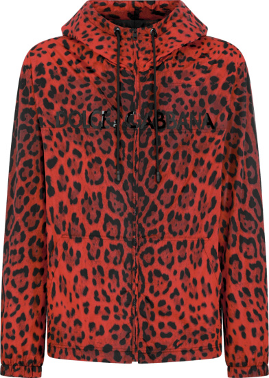 Dolce Gabbana Red Leopard Windbreaker Jacket