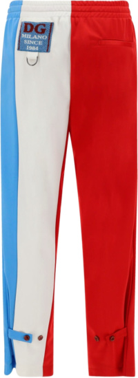 Dolce Gabbana Red Light Blue And White Colorblock Track Pants