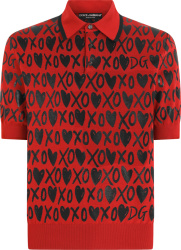 Dolce Gabbana Red Xo Heart Dg Polo
