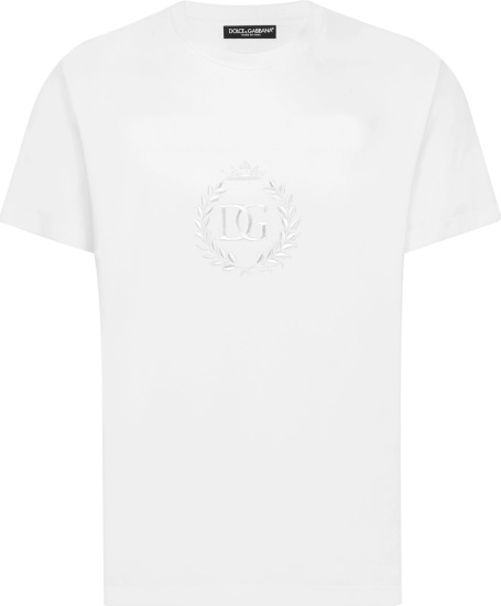 Dolce Gabbana White Dg Laurel Crown Logo T Shirt