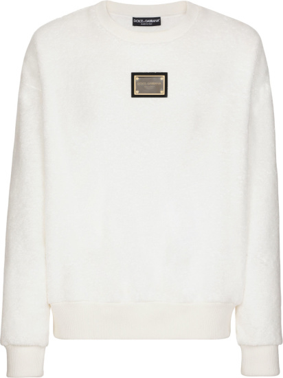 Dolce Gabbana White Terry Cotton Sweatshirt