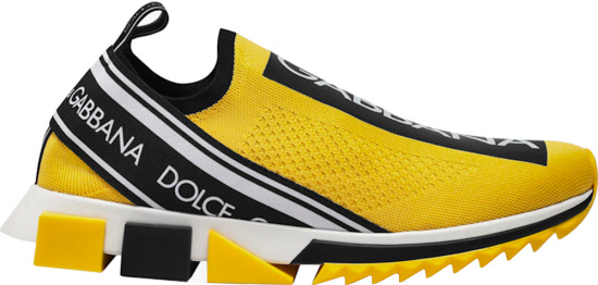 Dolce Gabbana Yellow Knit Logo Slip On Sorrento Sneakers