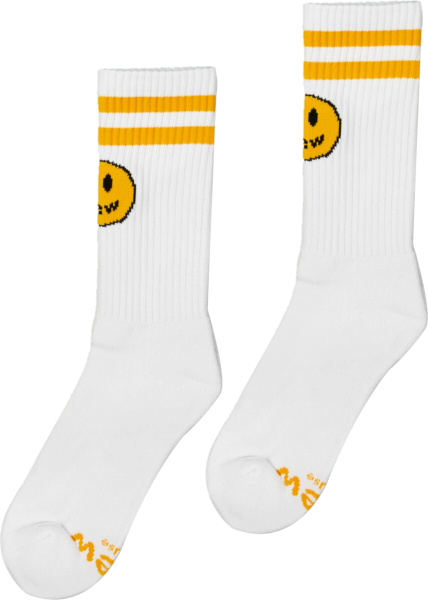 Drew House White Yellow Mascot Socks