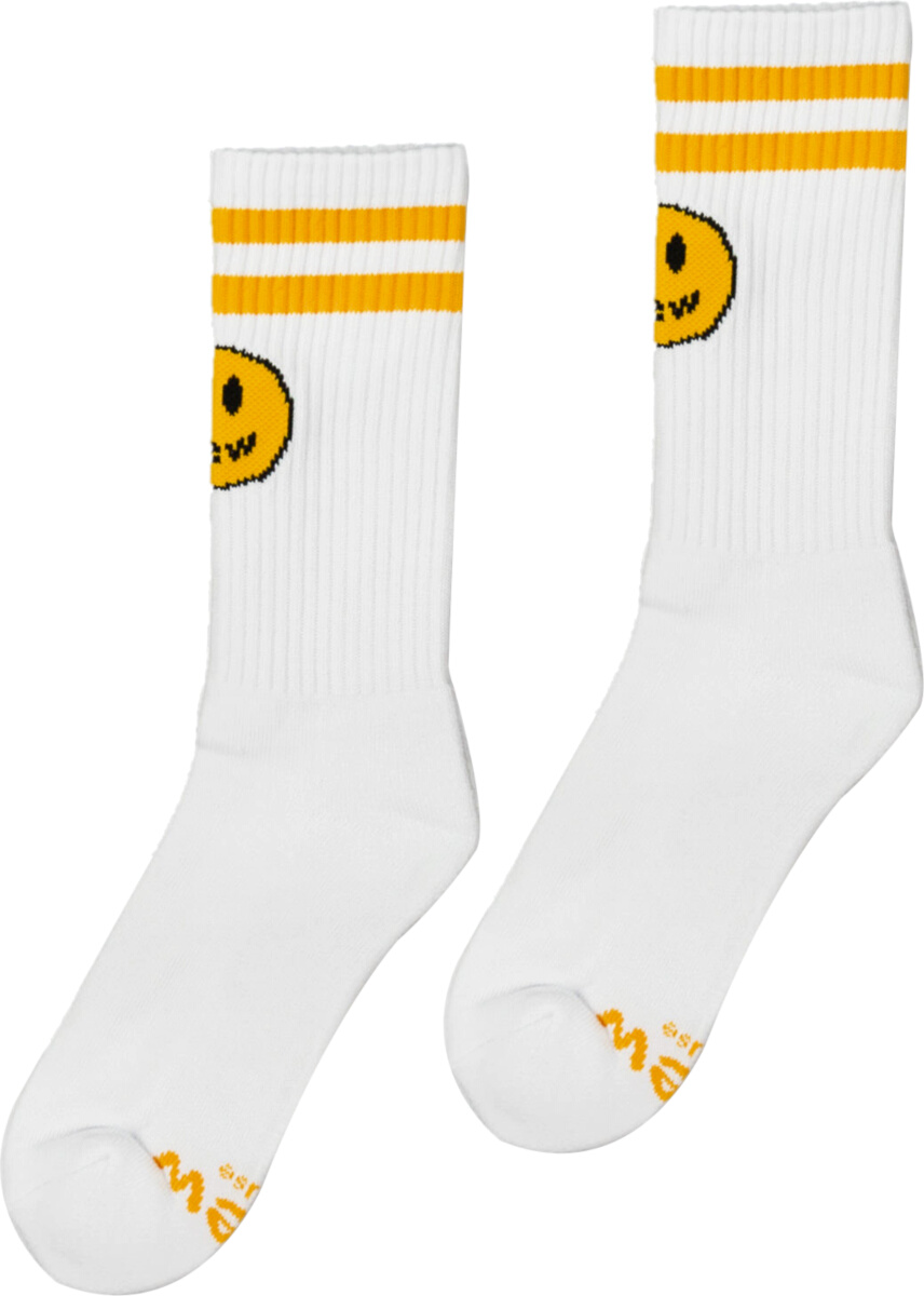 Drew House White & Yellow-Striped 'Mascot' Socks | Incorporated Style