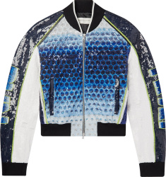 Dries Van Noten Blue And White Seqin Bomber Jacket