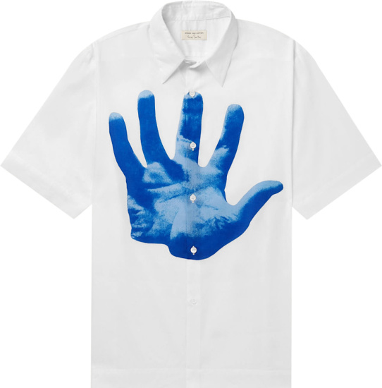 Dries Van Noten X Verner Panton White And Blue Hand Print Shirt