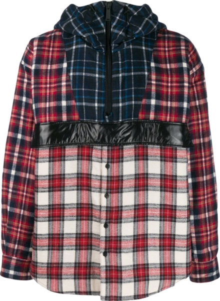 Dsquared2 Check Patchwork Hooded Shirt