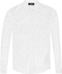 Dsquared2 White Sheer Sequin Blossom Shirt