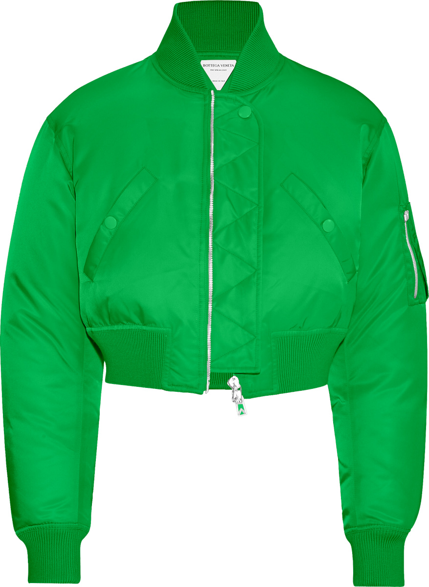 Bottega Veneta Green Cropped Bomber Jacket | INC STYLE