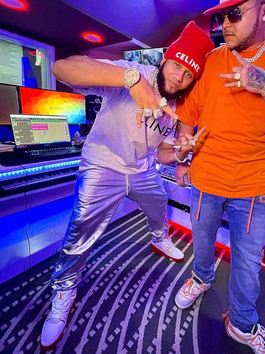 El Alfa Hits The Studio In a Celine Tee & Joggers With Louis Vuitton Sneakers