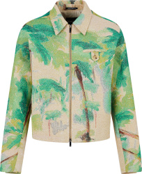 Emporio Armani Beige And Green Tapestry Palm Tree Jacket
