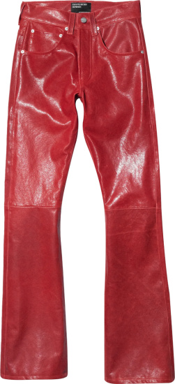 Enfants Riches Deprimes Red Leather Flared Leg Jeans