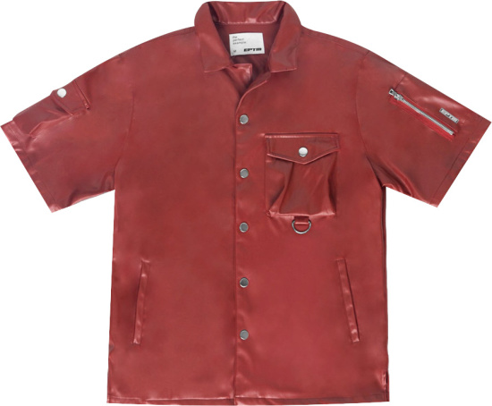 Eptm Red Leather Cargo Shirt